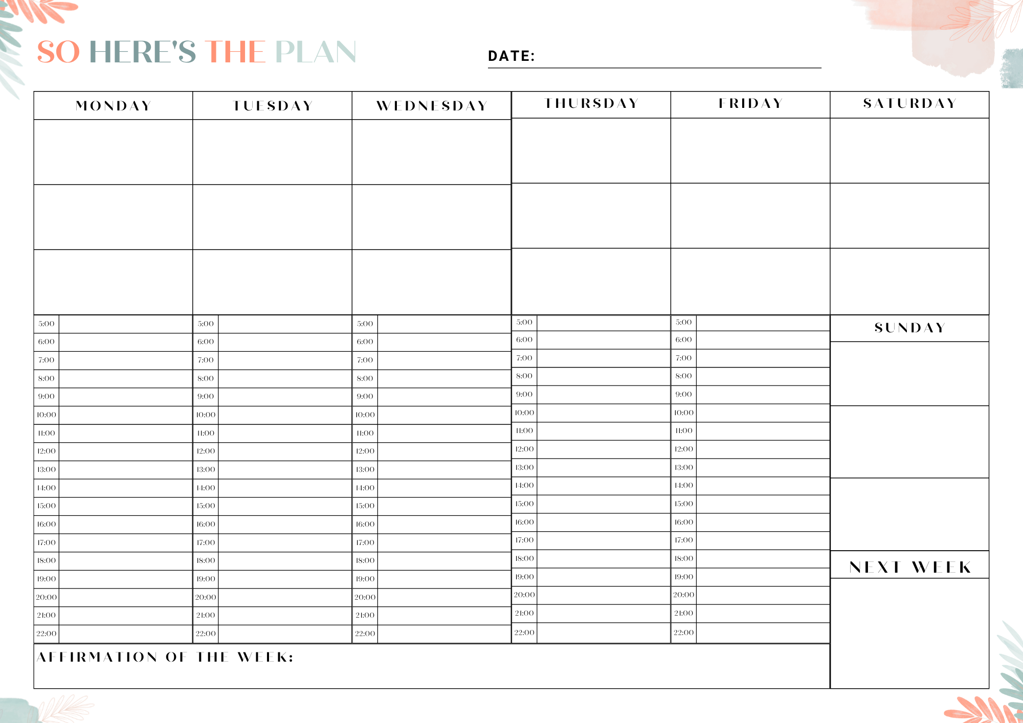 Weekly Plan Notebook