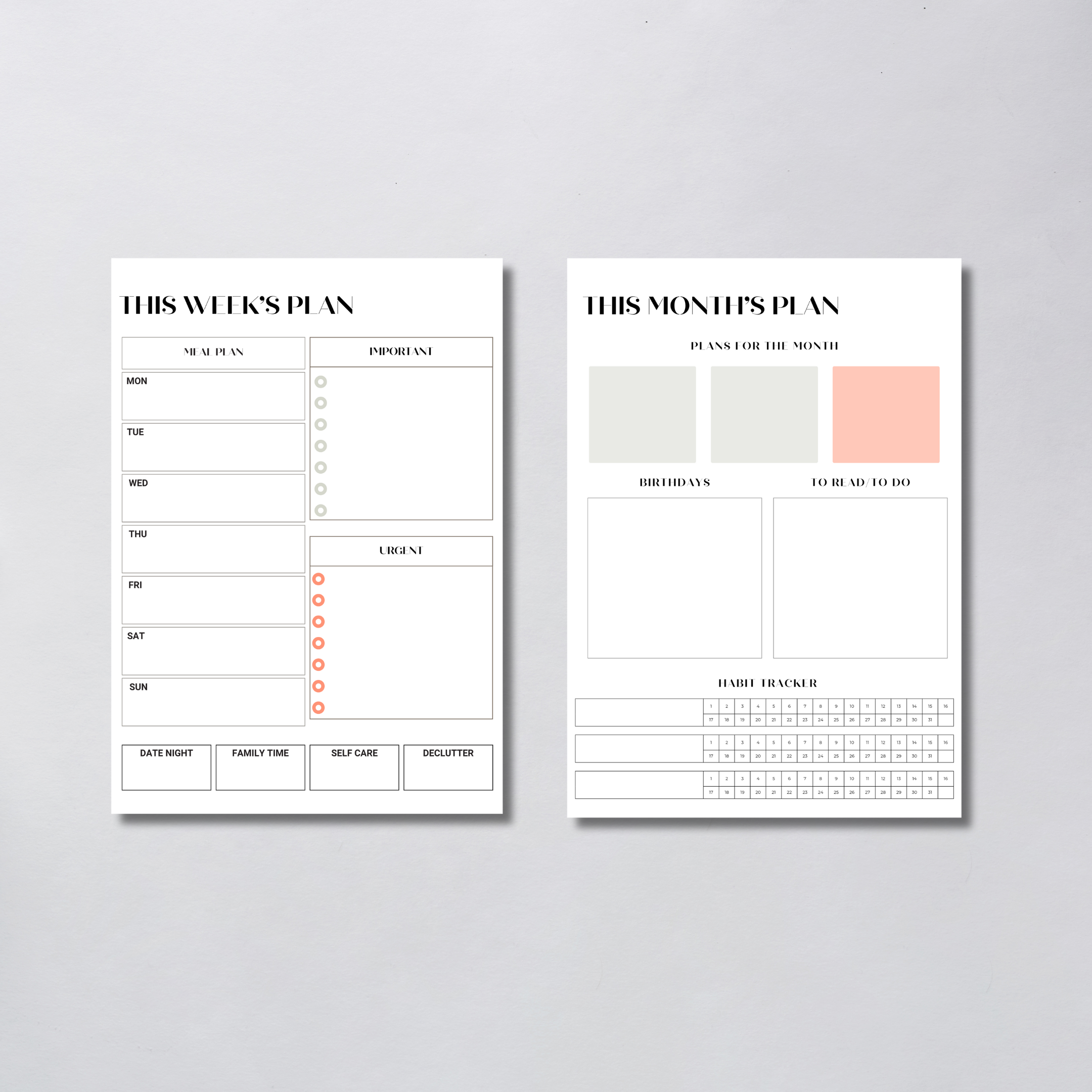 A5 Planner Binder – Meal Planner, Weekly Planner, Quarterly Planner & Vision Board | Pastel Pink & Mint