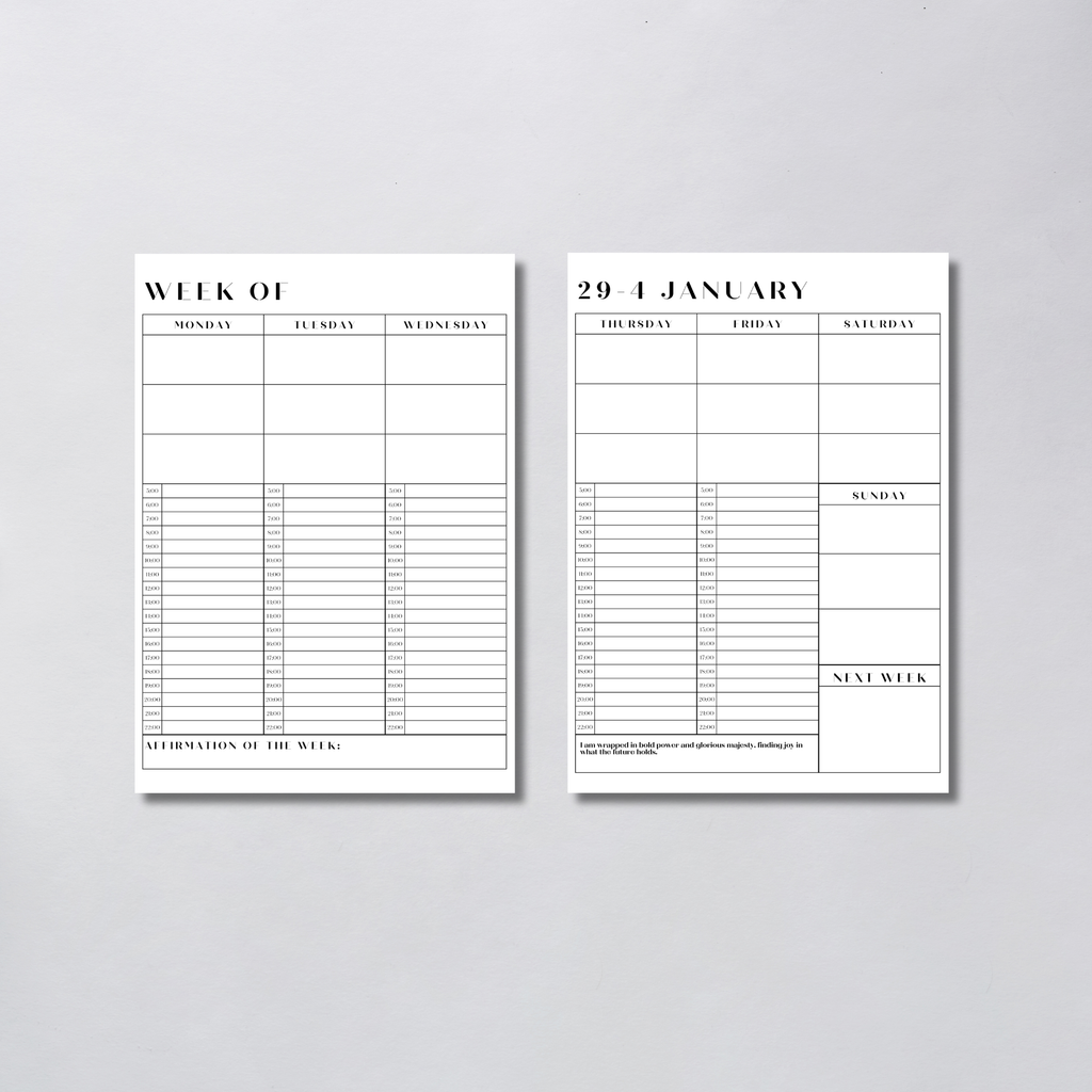 A5 Planner Binder – Meal Planner, Weekly Planner, Quarterly Planner & Vision Board | Pastel Pink & Mint